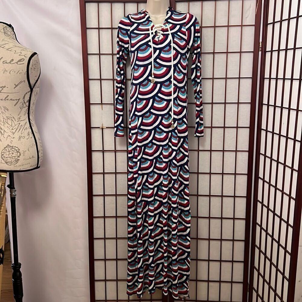 MACBETH COLLECTION MULTICOLORED MAXI DRESS SIZE M
